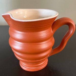 Signed Hand Thrown Terracotta Country Style Creamer Pitcher Cottagecore